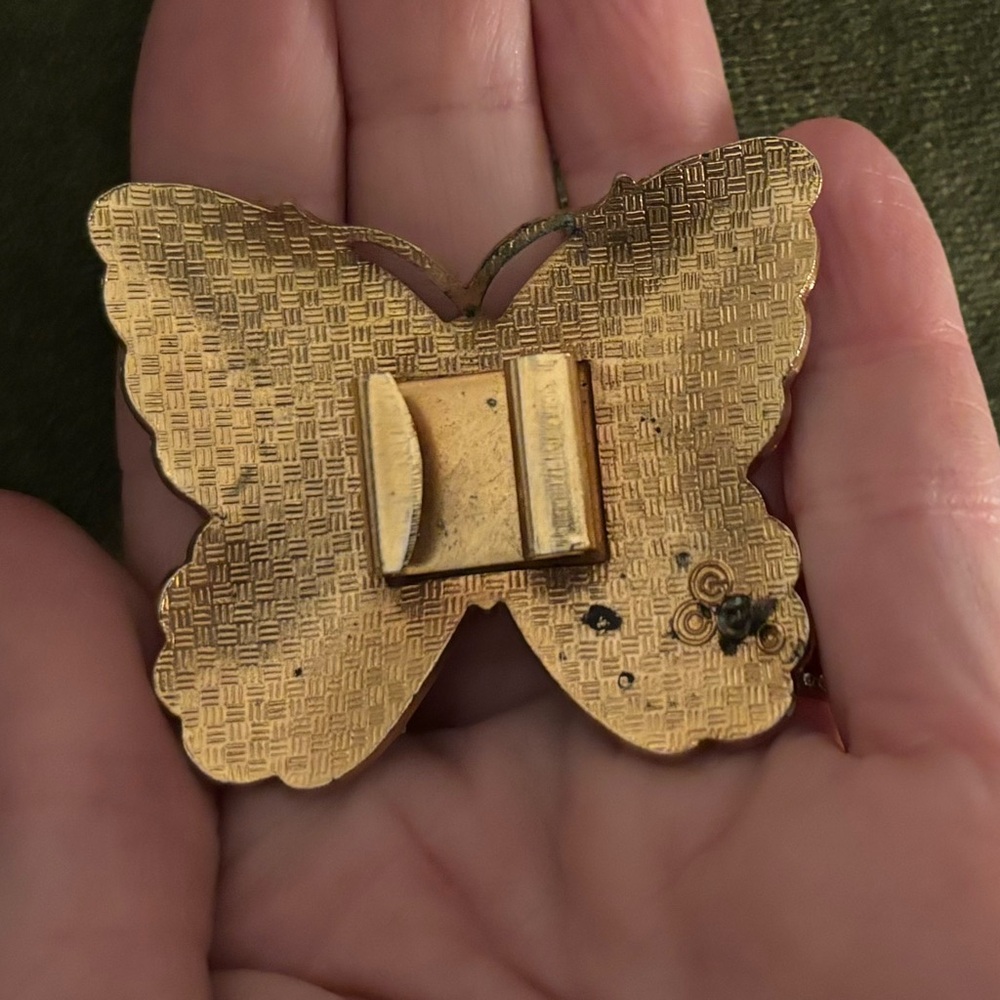 80s Cloisonné Butterfly Belt Buckle Vintage - Picture 2 of 5